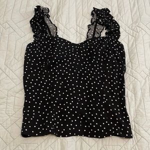 Reformation Black with White Dots Smock-backed Corset Tank Size 8 fits like a 6